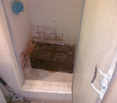 Steel box left in shower